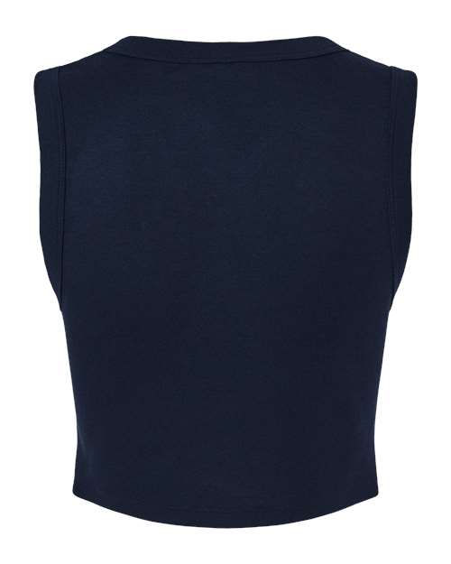 Women's Micro Rib Muscle Crop Tank - Solid Navy Blend Back
