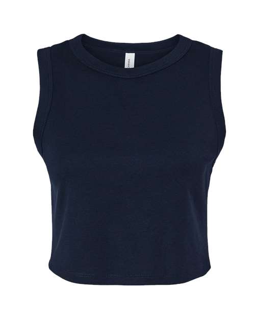 Women's Micro Rib Muscle Crop Tank - Solid Navy Blend Front