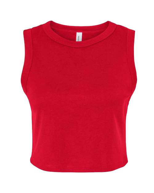 Women's Micro Rib Muscle Crop Tank - Solid Red Blend Front