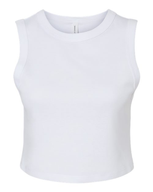 Women's Micro Rib Muscle Crop Tank - Solid White Blend Front
