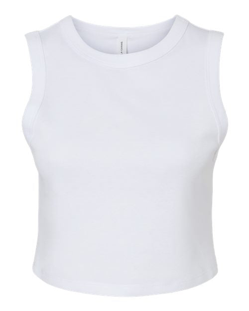 BELLA + CANVAS Women's Micro Rib Muscle Crop Tank - Solid White Blend Front