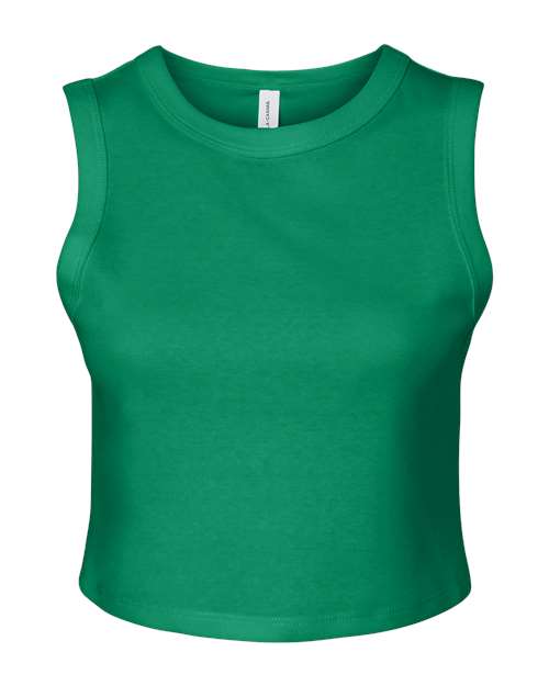 Women's Micro Rib Muscle Crop Tank - Solid Kelly Blend Front