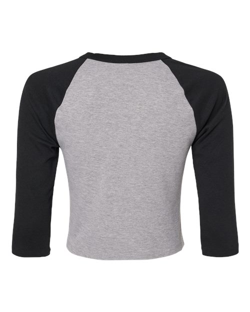 Women's Micro Rib Three-Quarter Raglan Sleeve Baby Tee - Athletic Heather/ Black Back