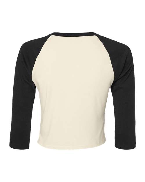 Women's Micro Rib Three-Quarter Raglan Sleeve Baby Tee - Natural/ Black Back