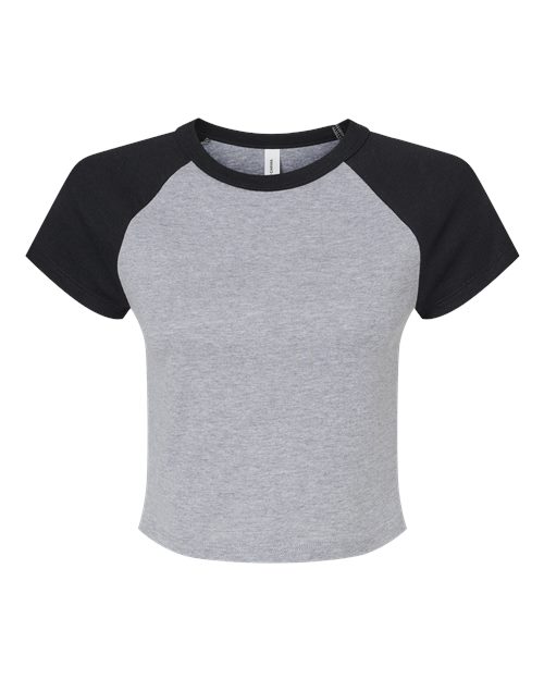 Women's Micro Rib Raglan Baby Tee - Athletic Heather/ Black Front