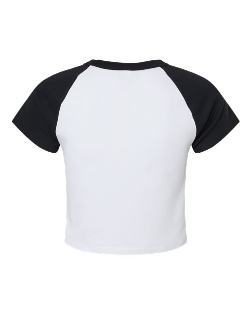 Women's Micro Rib Raglan Baby Tee - White/ Black Back