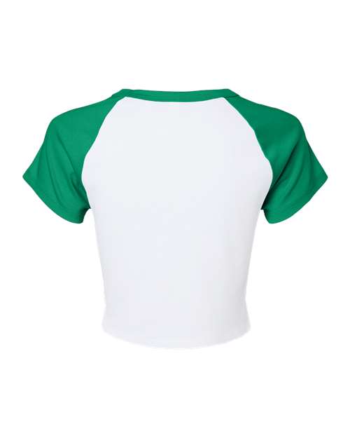 Women's Micro Rib Raglan Baby Tee - White/ Kelly Back