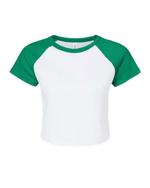Women's Micro Rib Raglan Baby Tee - White/ Kelly Front