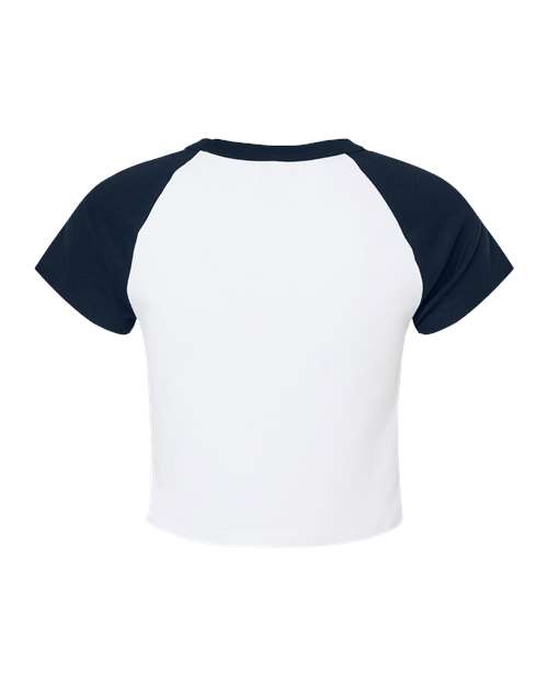 Women's Micro Rib Raglan Baby Tee - White/ Navy Back