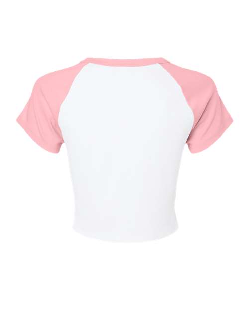 Women's Micro Rib Raglan Baby Tee - White/ Pink Back
