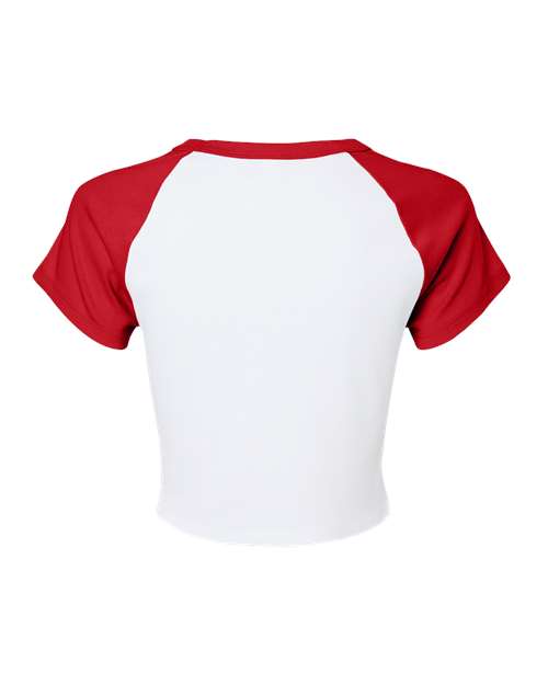 Women's Micro Rib Raglan Baby Tee - White/ Red Back