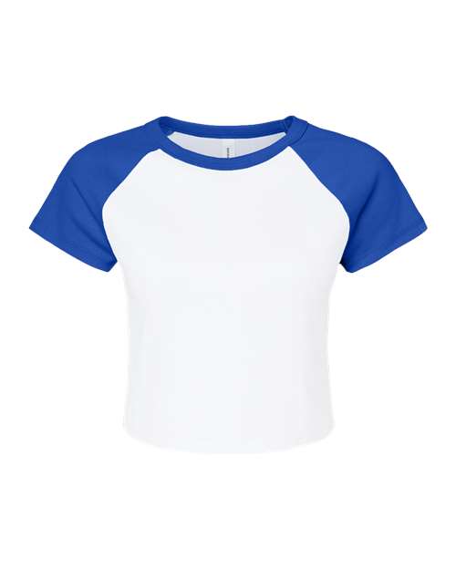 Women's Micro Rib Raglan Baby Tee - White/ True Royal Front