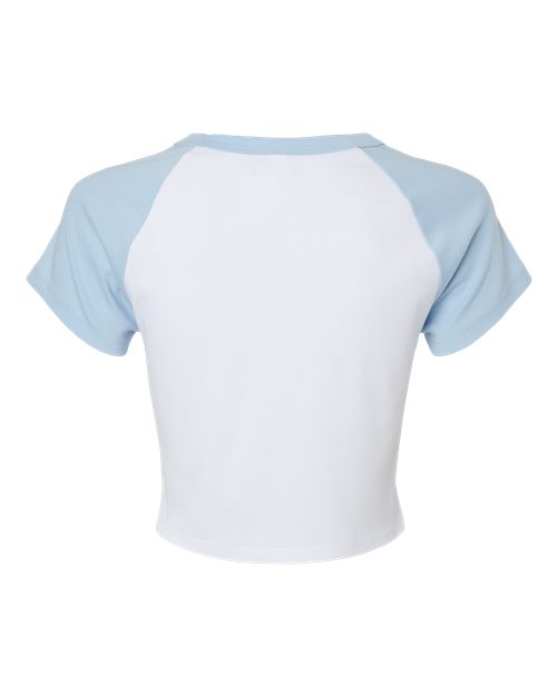 Women's Micro Rib Raglan Baby Tee - White/ Baby Blue Back