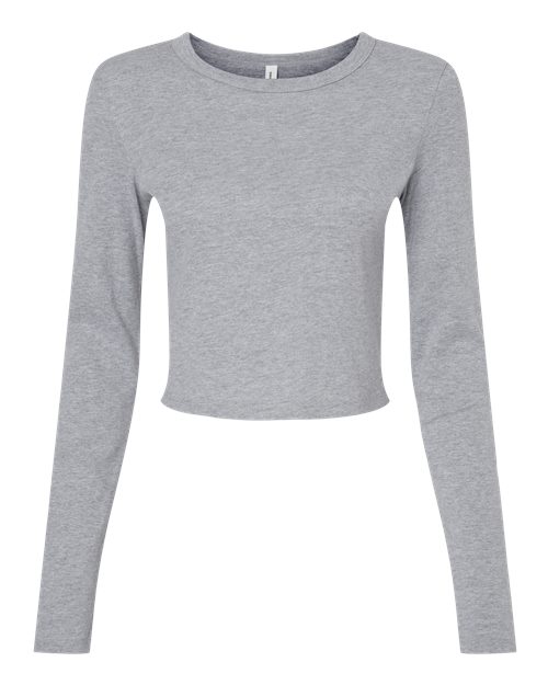 Women's Micro Rib Long Sleeve Baby Tee - Athletic Heather Front