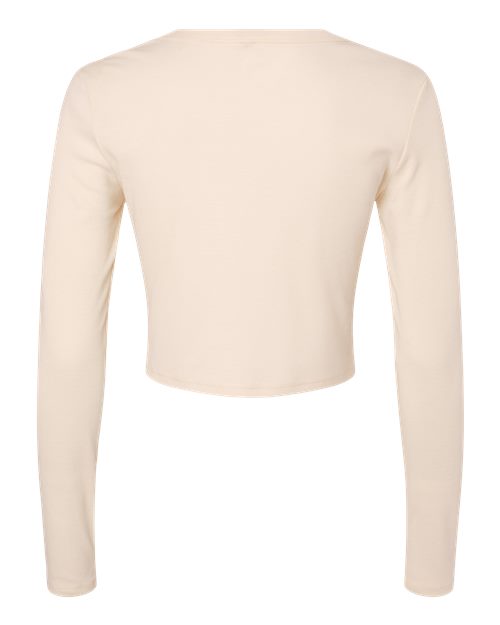 Women's Micro Rib Long Sleeve Baby Tee - Solid Natural Blend Back