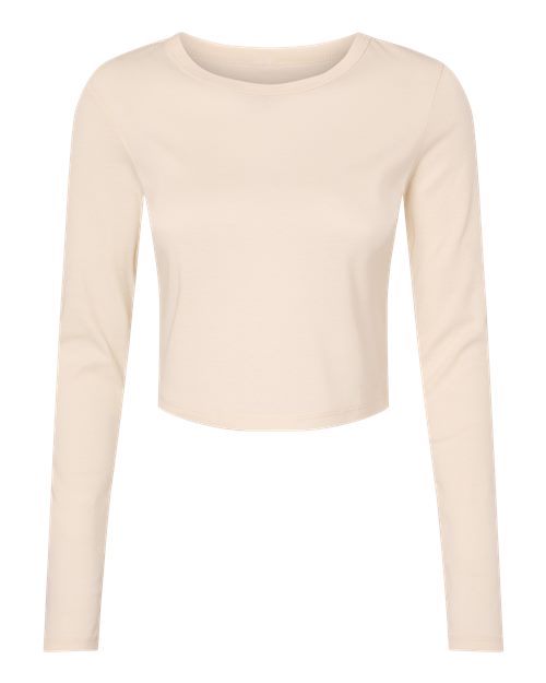 Women's Micro Rib Long Sleeve Baby Tee - Solid Natural Blend Front