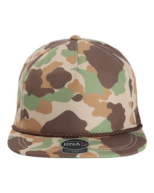 The Aloha Rope Cap - Frog Skin Camo/ Brown Front