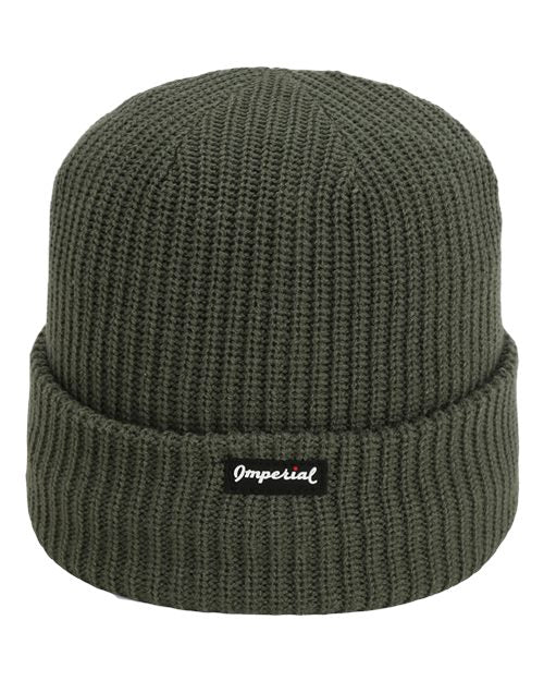 The Mogul Cuffed Beanie - Earth Green Back