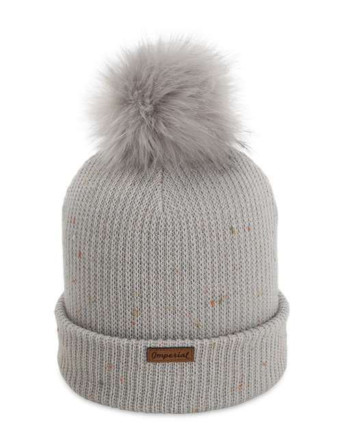 The Montage Pom Cuffed Beanie - Light Grey Back