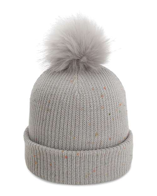 The Montage Pom Cuffed Beanie - Light Grey Front