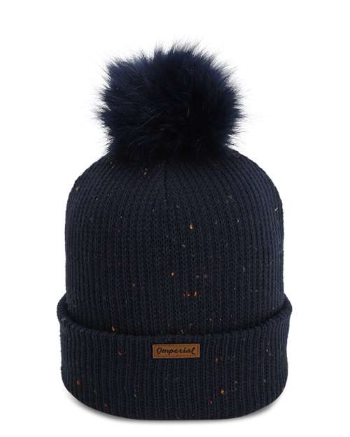 The Montage Pom Cuffed Beanie - Navy Back