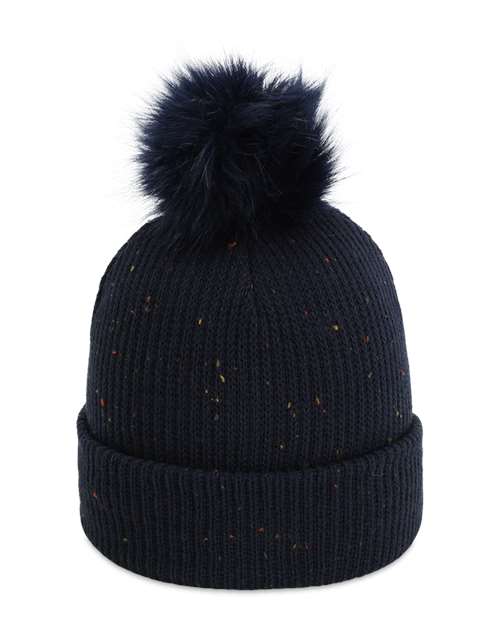 The Montage Pom Cuffed Beanie - Navy Front