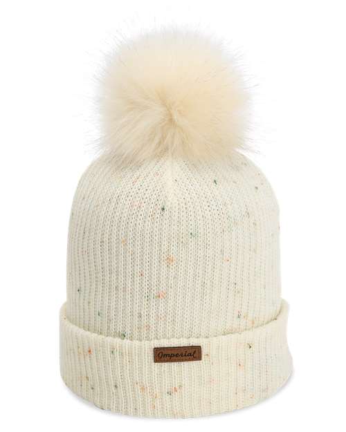 The Montage Pom Cuffed Beanie - Putty Back