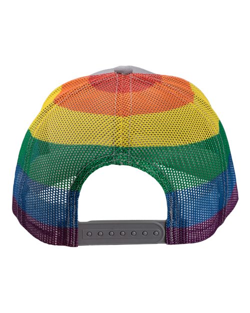 Printed Mesh Trucker Cap - Grey/ Rainbow Back