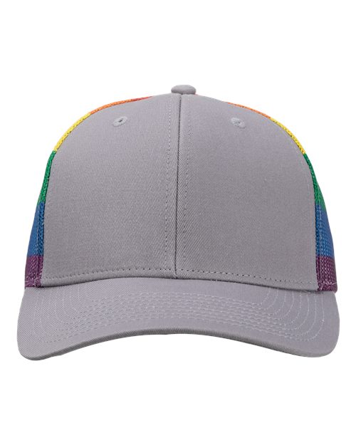 Printed Mesh Trucker Cap - Grey/ Rainbow Front