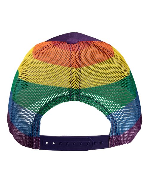 Printed Mesh Trucker Cap - Purple/ Rainbow Back