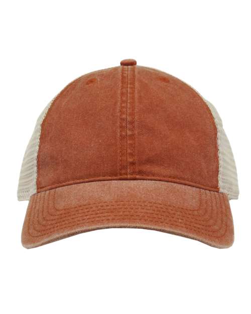 Pigment-Dyed Trucker Cap - Texas Orange/ Stone Front