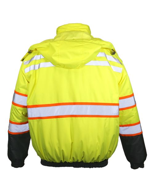 Unisex Economy Contrast Class 3 Bomber Jacket - Lime Back