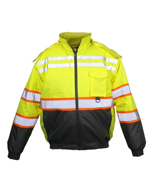 Unisex Economy Contrast Class 3 Bomber Jacket - Lime Front