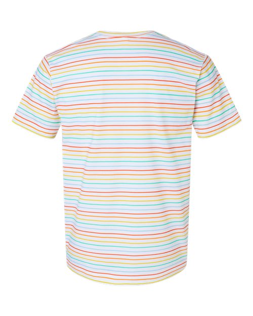 Unisex Fine Jersey Tee - Rainbow Stripe Back