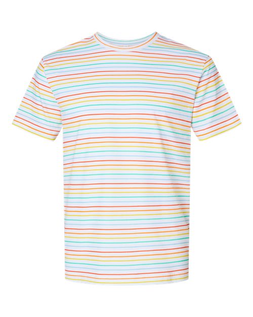 Unisex Fine Jersey Tee - Rainbow Stripe Front