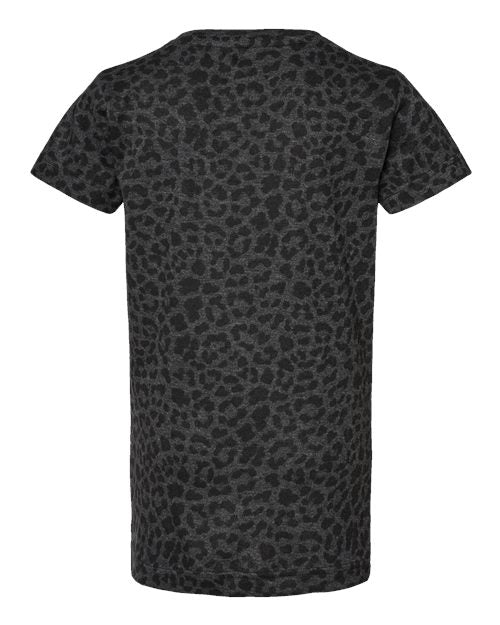 Girls' Fine Jersey Tee - Black Leopard Back