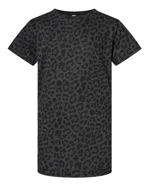 Girls' Fine Jersey Tee - Black Leopard Front