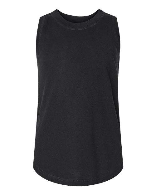 Girls' Relaxed Fine Jersey Tank - Black Front