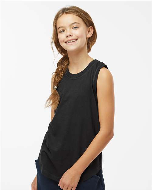 LAT Girls' Relaxed Fine Jersey Tank - Model Front