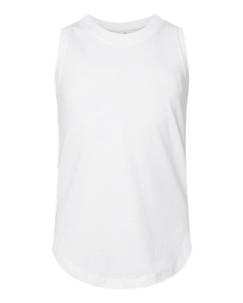 LAT Girls' Relaxed Fine Jersey Tank - White Front