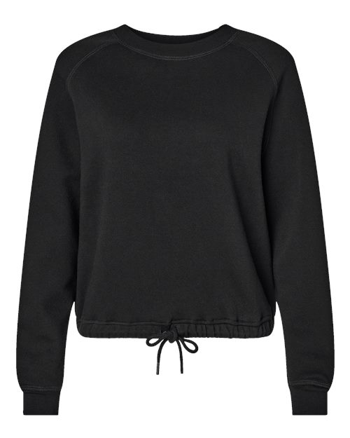 Women's Relaxed 3-End Boxy Fleece Crewneck Sweatshirt - Black Front