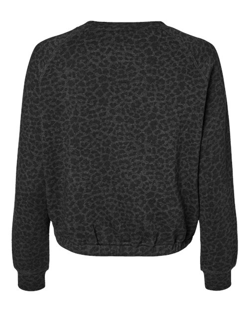 Women's Relaxed 3-End Boxy Fleece Crewneck Sweatshirt - Black Leopard Back