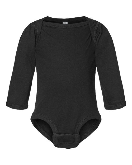 Infant Fine Jersey Long Sleeve Bodysuit - Black Front