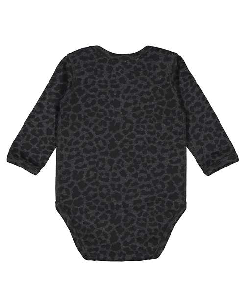 Infant Fine Jersey Long Sleeve Bodysuit - Black Leopard Back