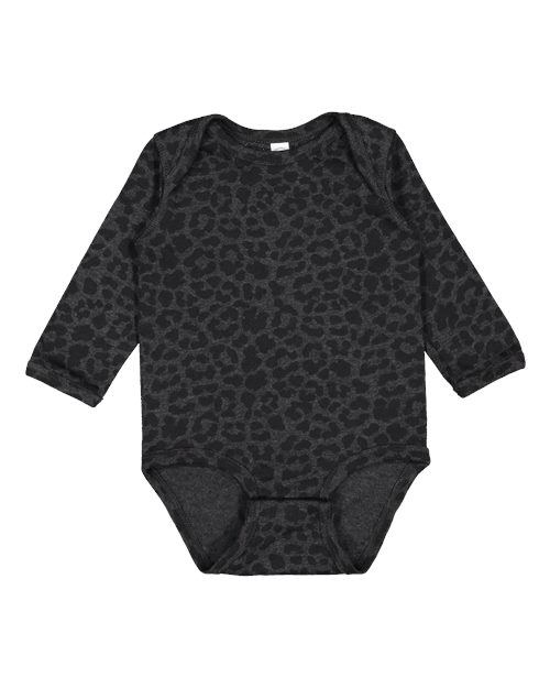 Infant Fine Jersey Long Sleeve Bodysuit - Black Leopard Front