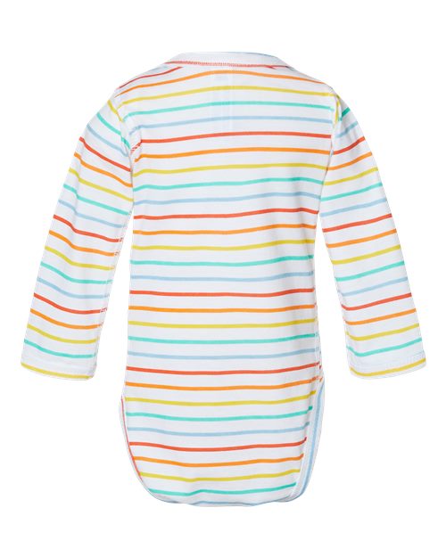 Infant Fine Jersey Long Sleeve Bodysuit - Rainbow Stripe Back