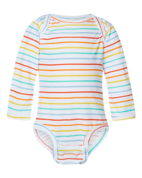 Infant Fine Jersey Long Sleeve Bodysuit - Rainbow Stripe Front