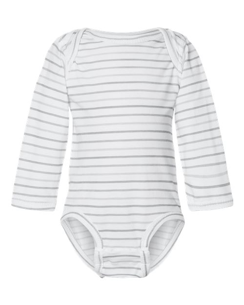 Infant Fine Jersey Long Sleeve Bodysuit - Shadow Stripe Front