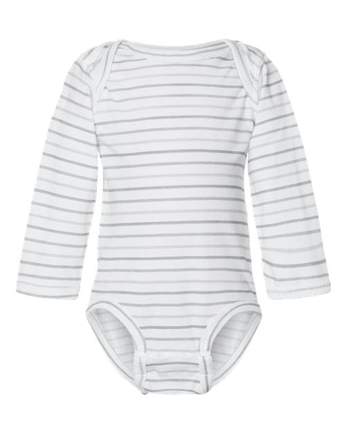 Rabbit Skins Infant Fine Jersey Long Sleeve Bodysuit - Shadow Stripe Front