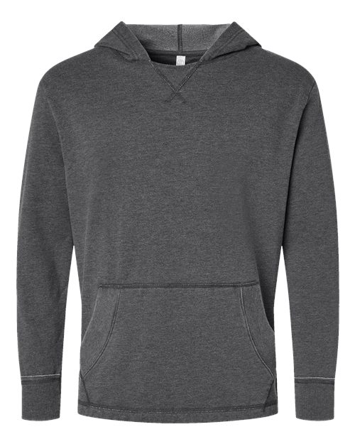 Unisex Vintage Wash Fleece Hoodie Sweatshirt - Washed Black Front